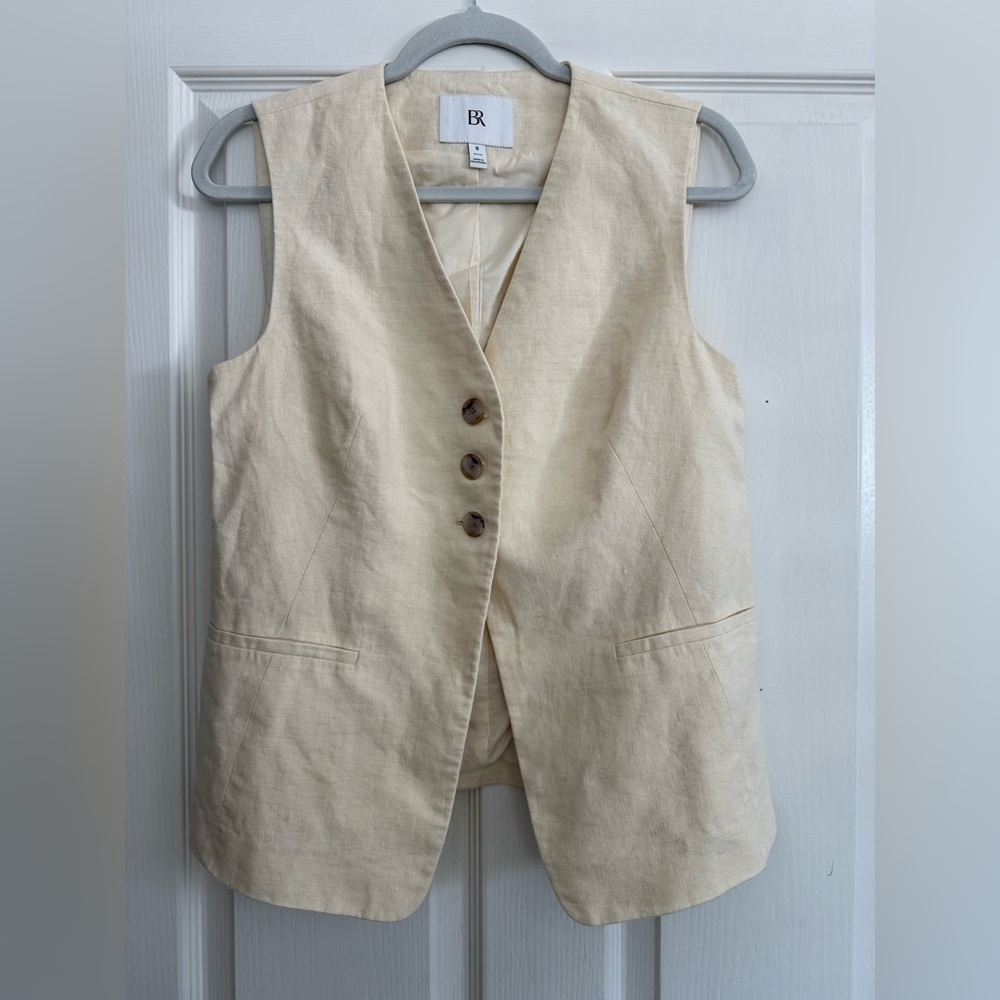 Banana Republic Linen Vest Petite Size 8